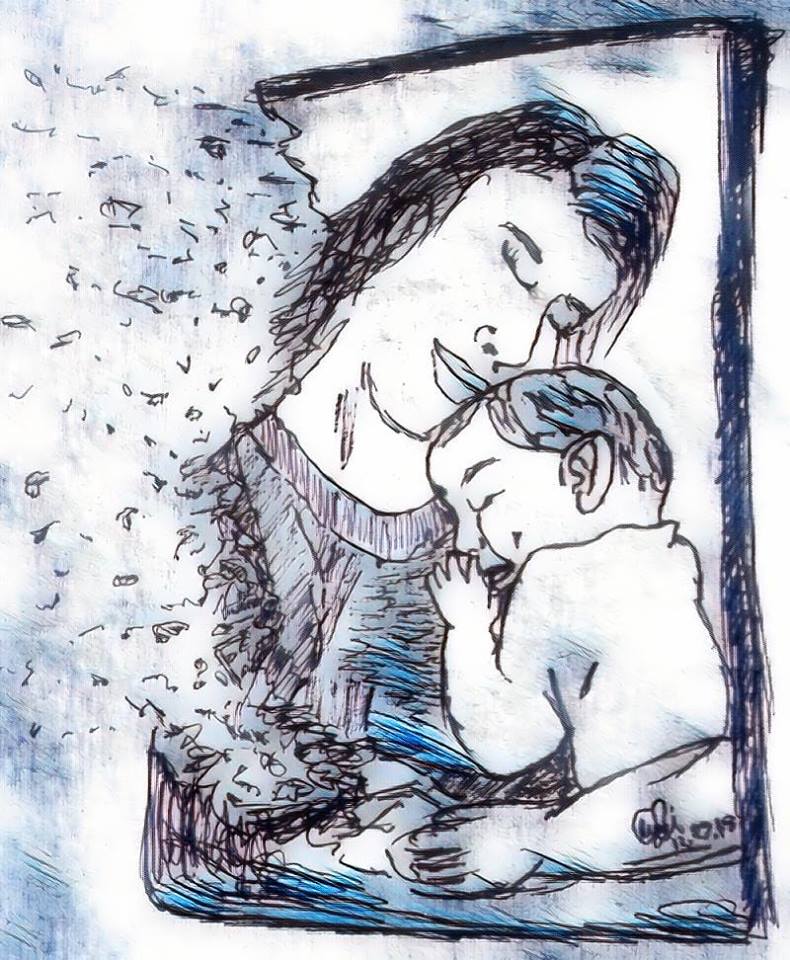 My Sketch of An Infinity Fading Mother With Her Baby